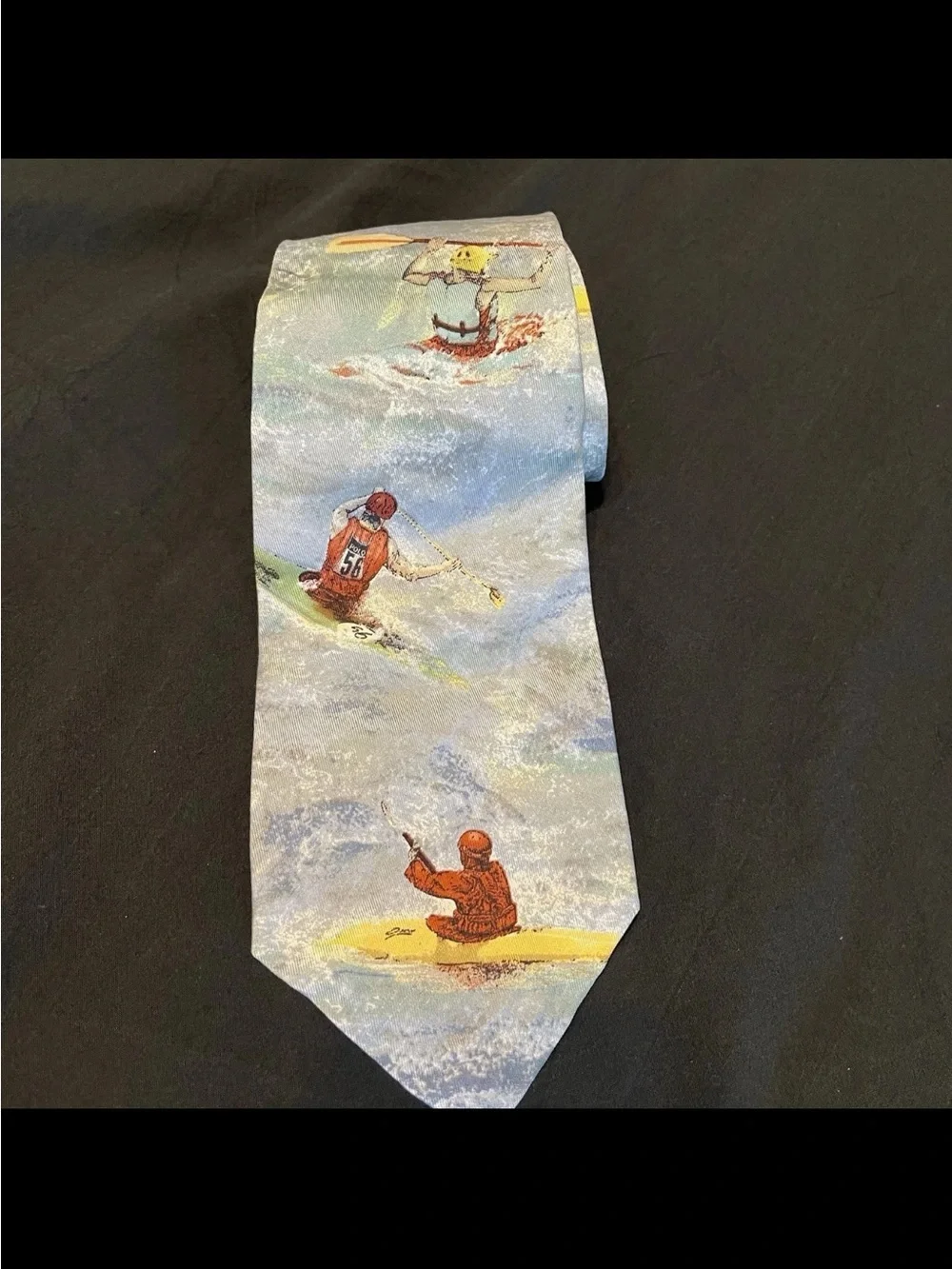 Vintage Polo Ralph Lauren Silk Necktie Handmade White Water Rafting Kayak Tie